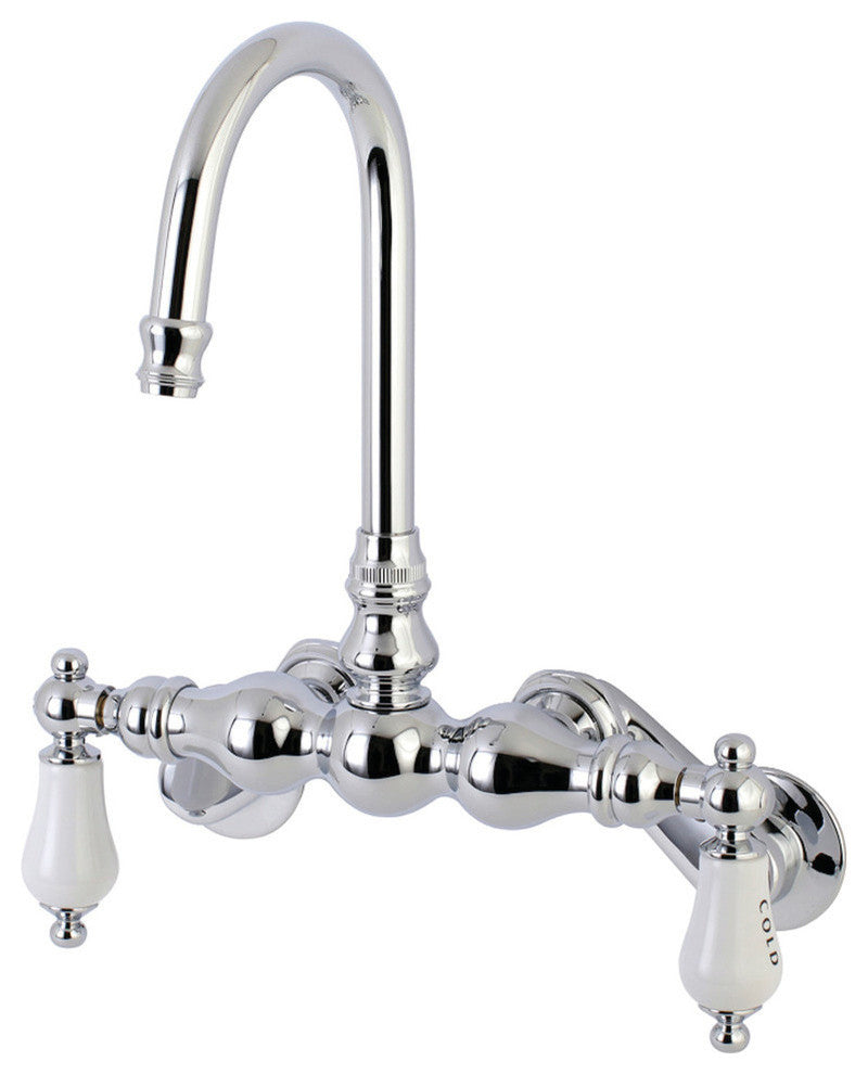 Aqua Vintage Adjustable Center Wall Mount Tub Faucet, Polished Chrome
