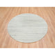 Ivory, Hand Loomed, Undyed Natural Wool Modern Design Round Rug, 6'1"x6'1"