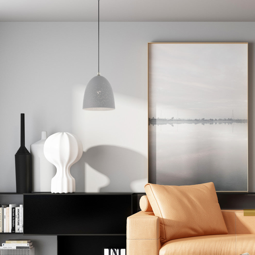Livex Lighting Arlington 1 Light Nordic Gray, Brushed Nickel Small Pendant