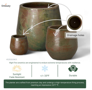 Large Green Wash Round Planter