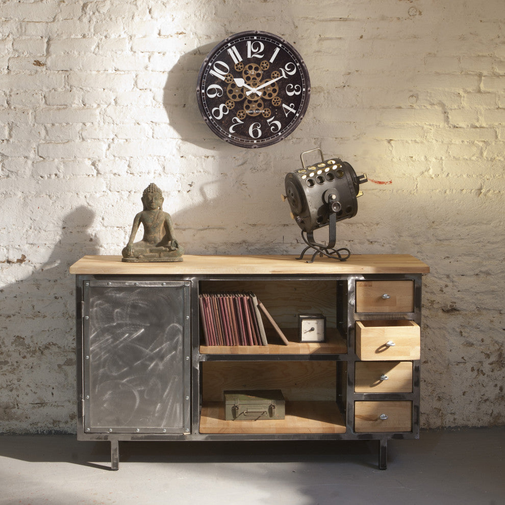 Henry 20" Moving Gear Wall Clock, Black