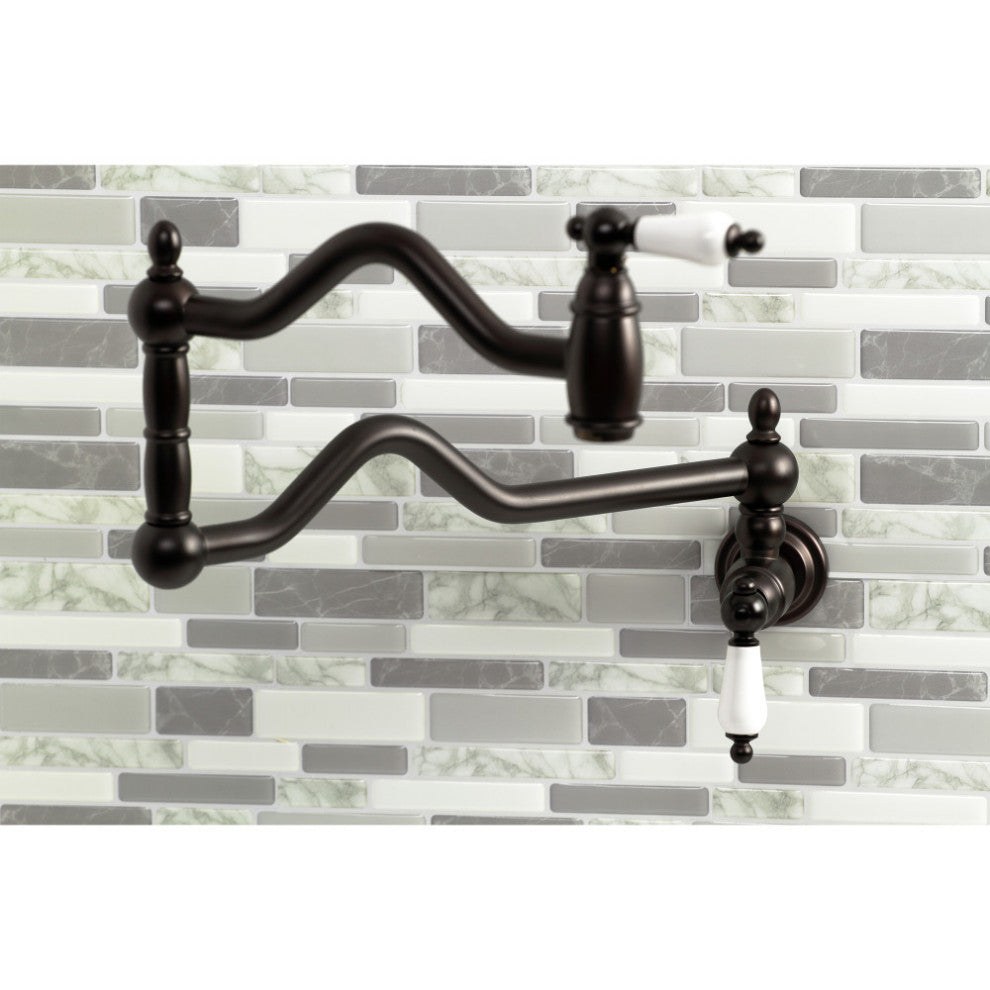 Kingston Brass KS2105PL Heritage Wall Mount Pot Filler, Oil Rubbed Bronze