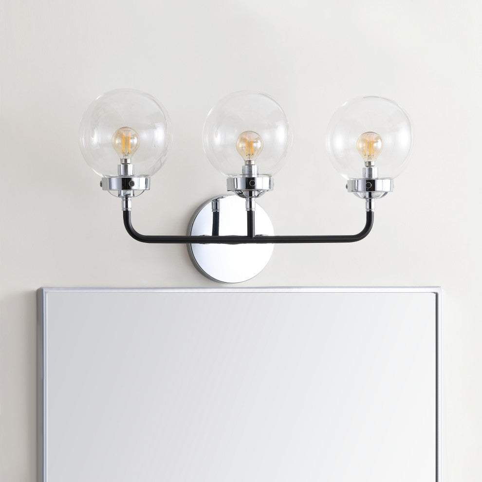 Caleb 1-Light Brass Wall Sconce, Chrome/Black, 3 - Light(s)