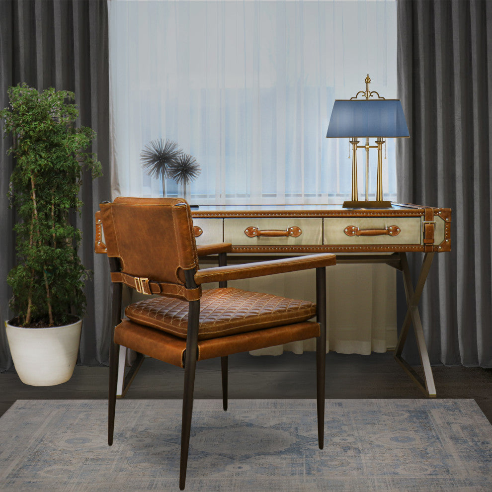 Pasargad Home Executive Stainless Steel Table Lamp with Shade