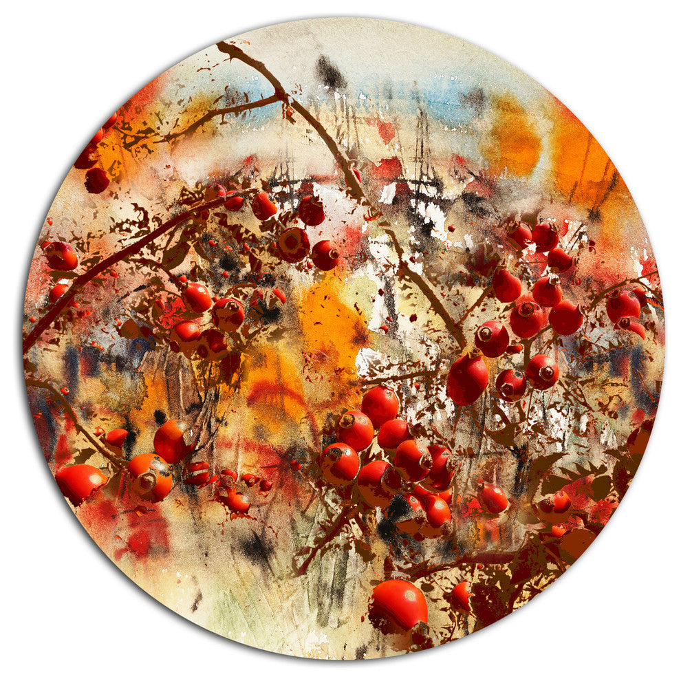 Brier Rose Abstract Background, Modern Flower Round Wall Art, 23"