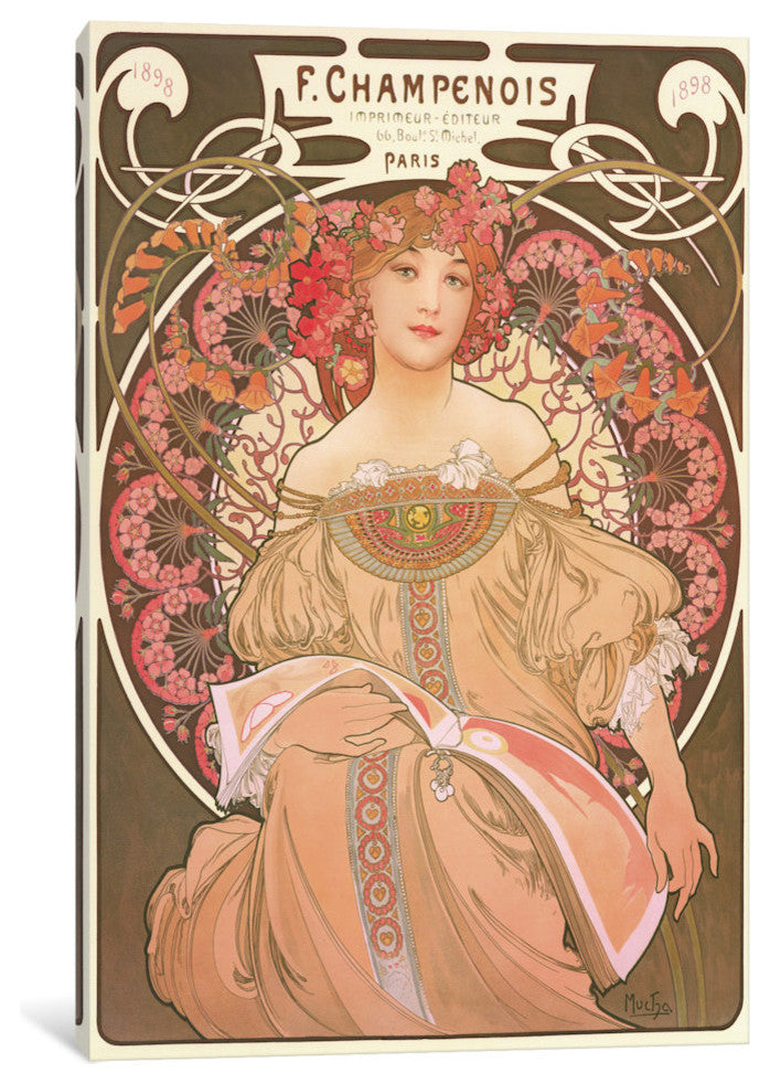 "Reverie" by Alphonse Mucha, 40x26x1.5"