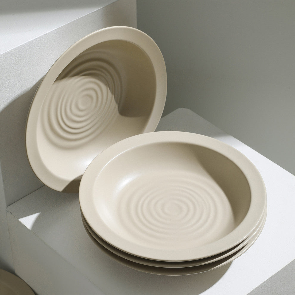 Stone Lain Orbit Stoneware Pasta Bowl Set of 4, Beige