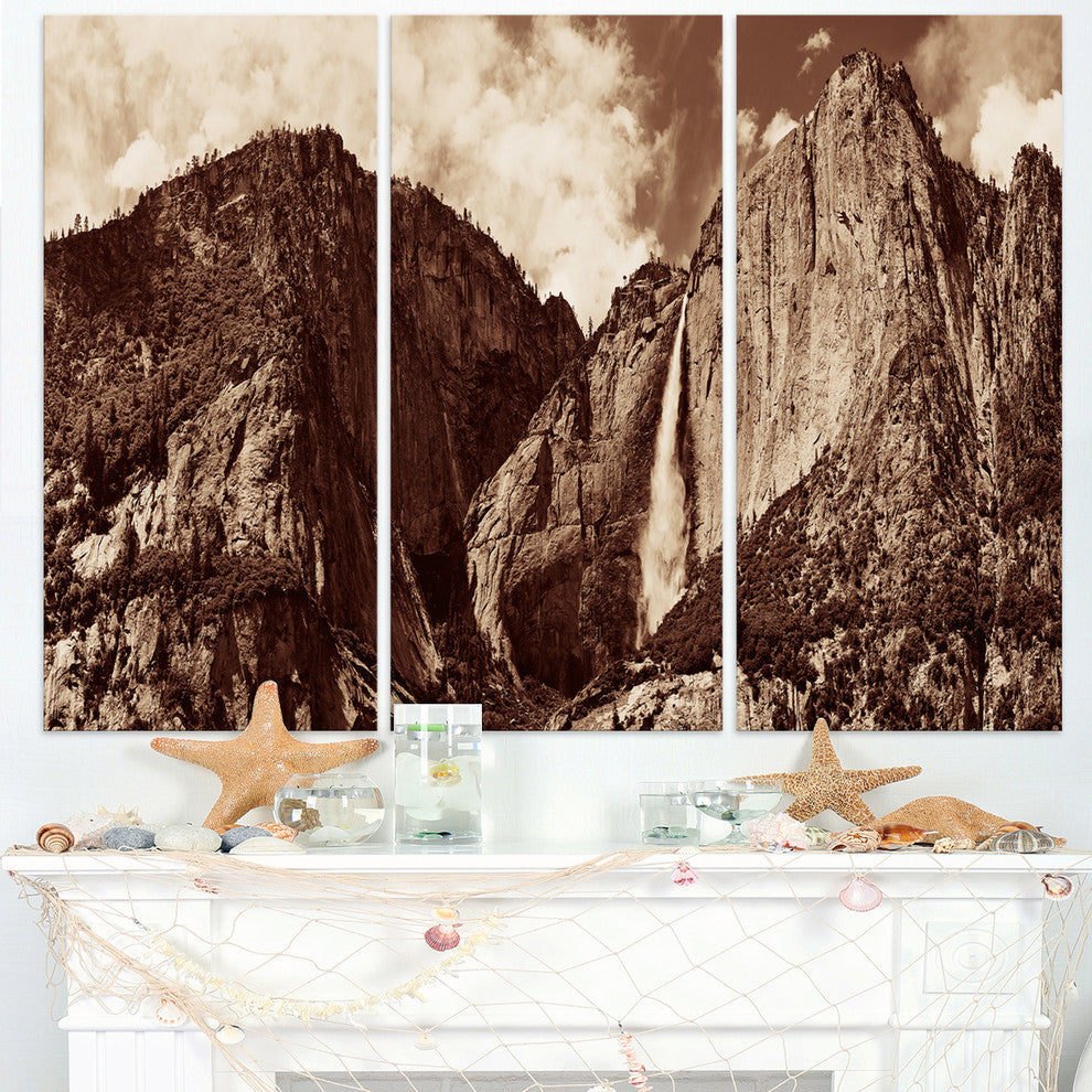 "Yosemite Waterfall Panorama" Metal Wall Art, 3 Panels, 36"x28"