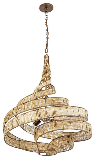 Flow 6-Lt Twist Pendant - Baguette/Natural Rattan