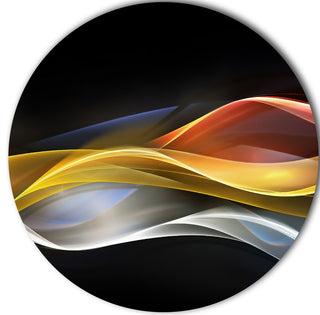 3D Gold Silver Wave Design, Abstract Digital Round Metal Wall Art, 23"