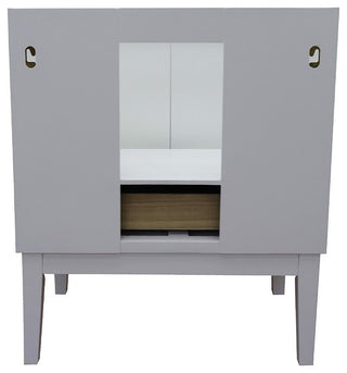 31" Single Vanity, White Finish With Gray Granite Top And Oval Sink