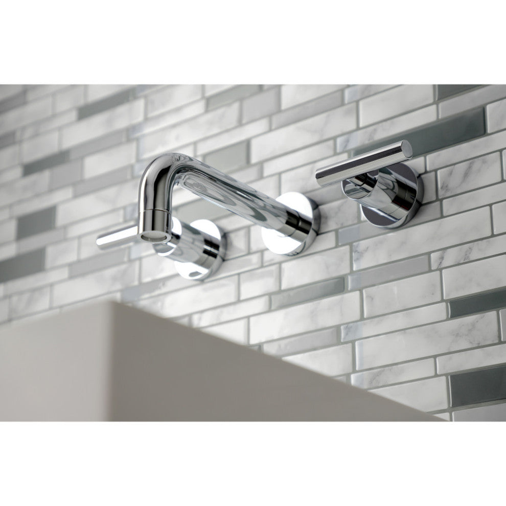Kingston Brass KS8121CML 2-Handle 8" Wall Mount Bathroom Faucet, Polished Chrome