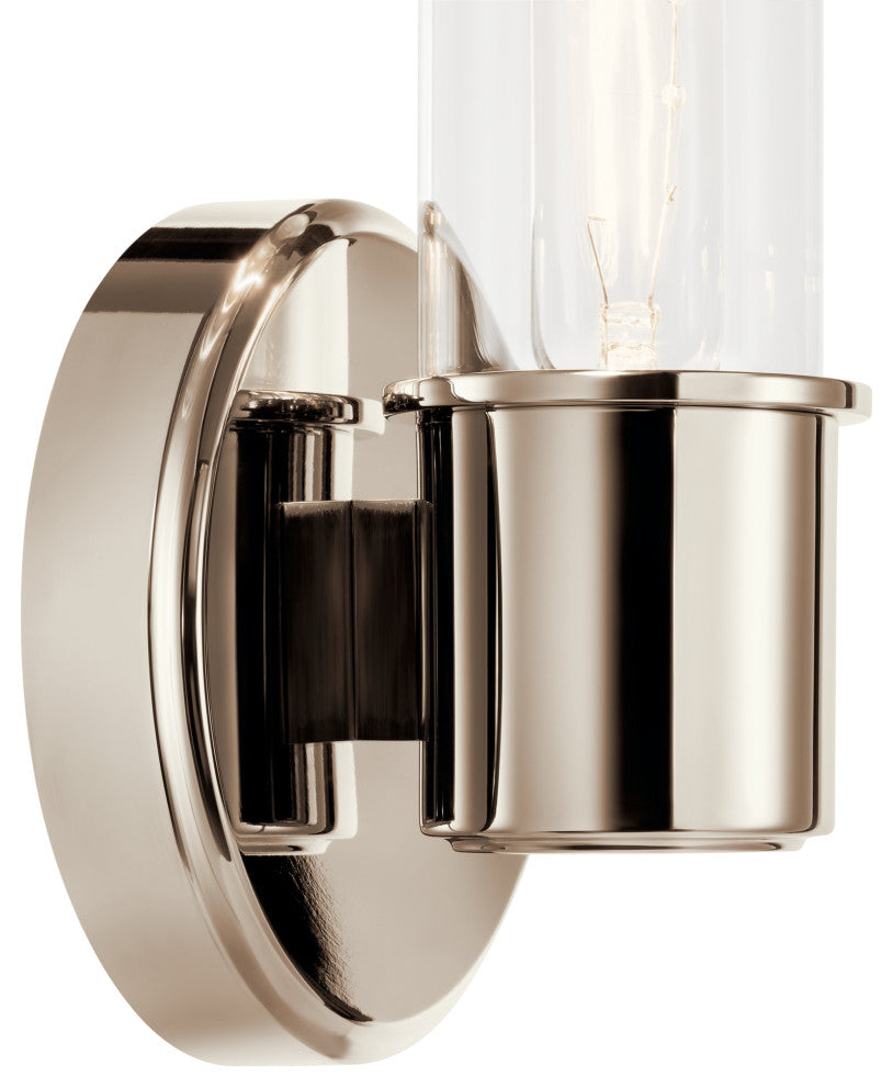 Aviv 13" 1 Light Wall Sconce With Clear Glass, Polished Nickel
