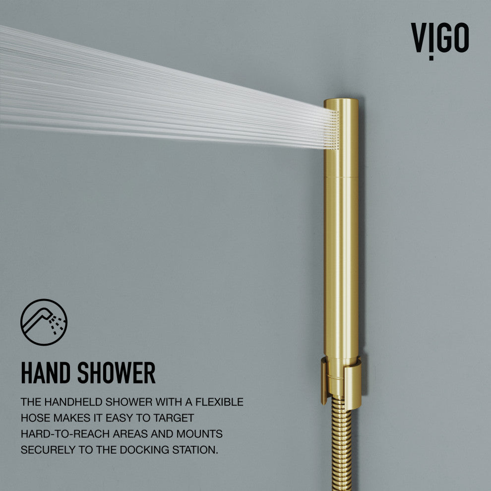 Orchid 39" H x 4" W 2-Jet Retro Shower Panel with Square Shower Head, Matte Brushed Gold