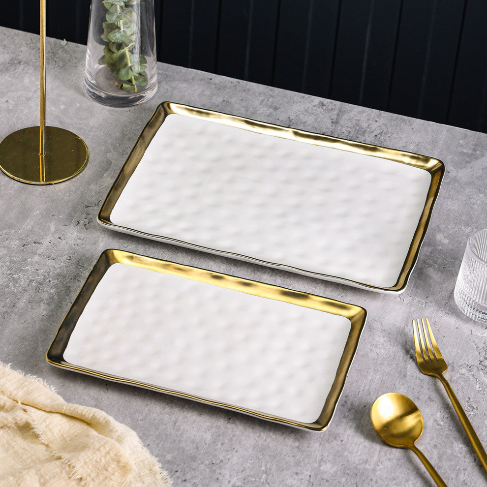2-Piece Stone Lain Florian Porcelain Serving Set, White