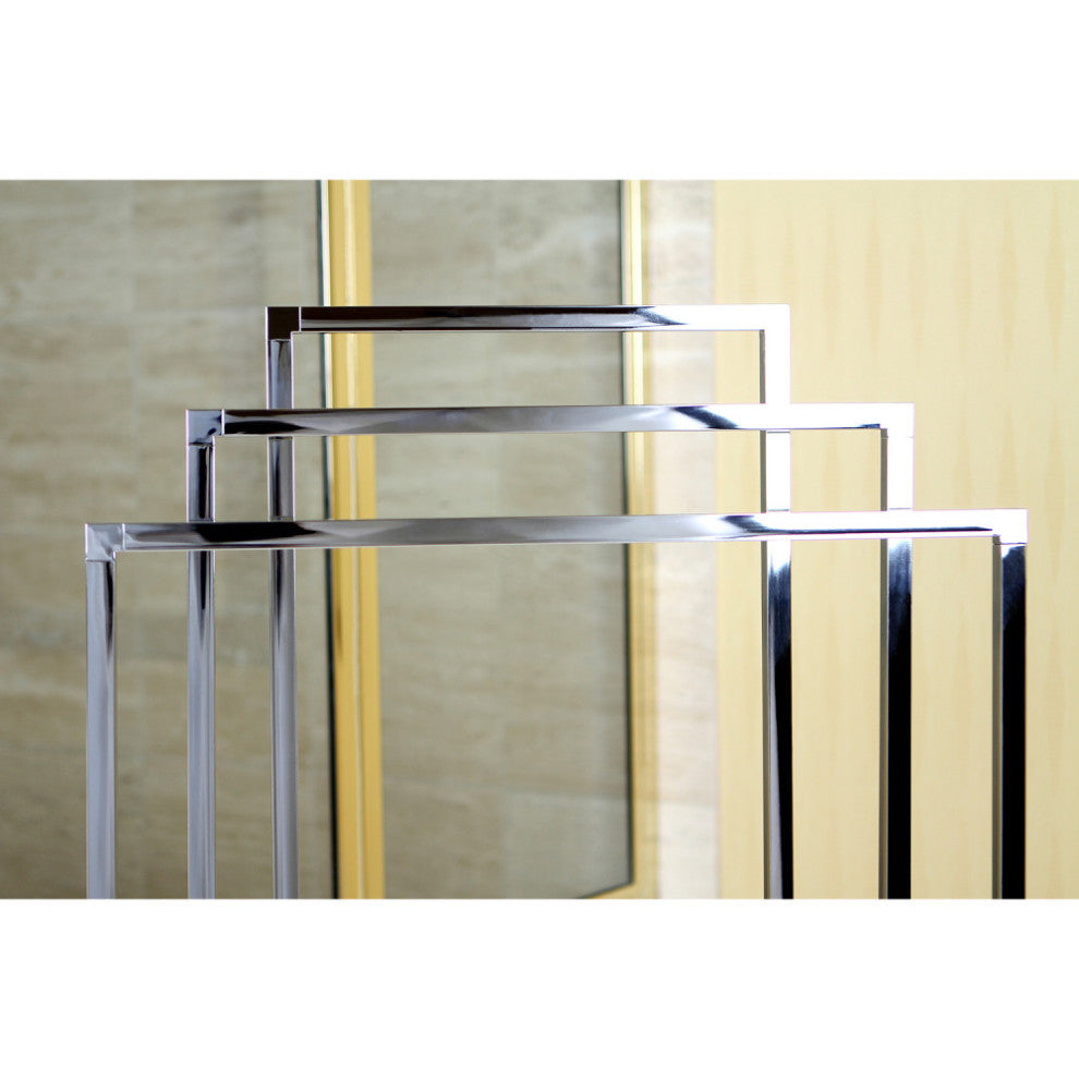 Kingston L Shape 3-Tier Steel Construction Corner Towel Rack, Polished Chrome