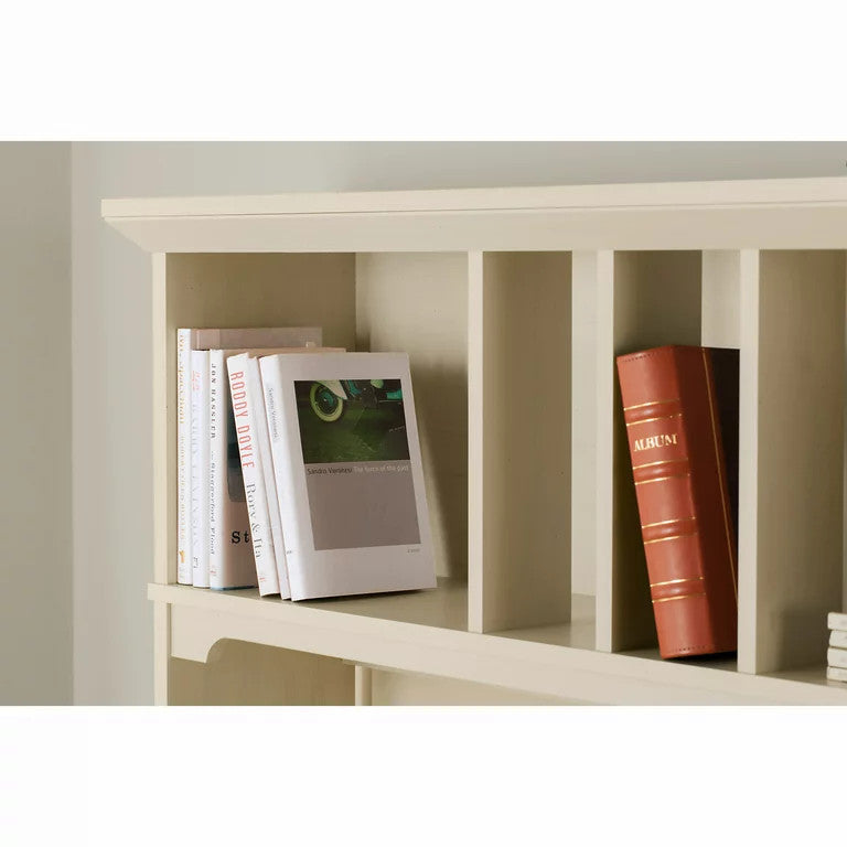Classic Farmhouse Desk & Hutch, Cabinet & Multiple Compartments, Antique White