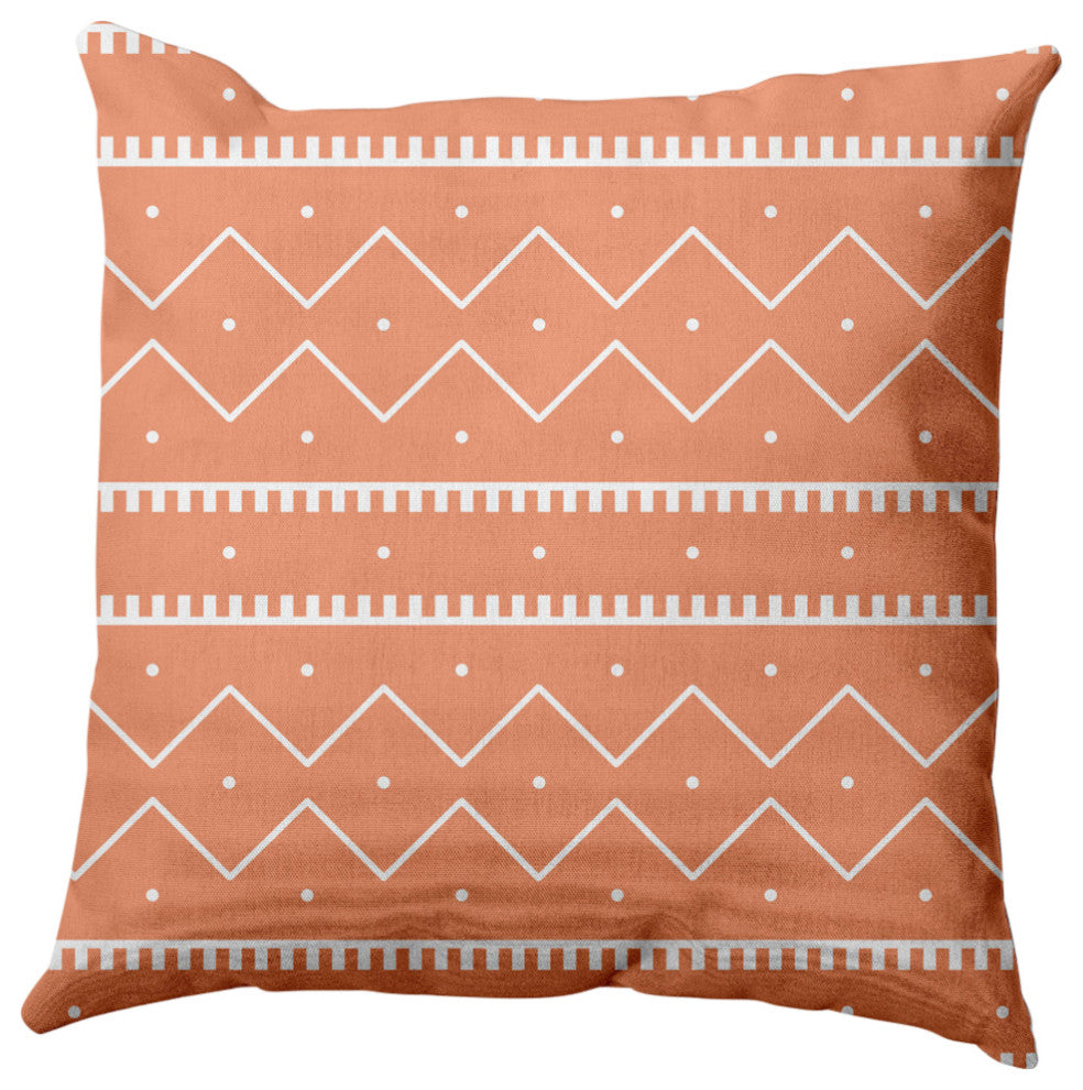 Mudcloth Indoor/Outdoor Throw Pillow, Coral, 18x18"