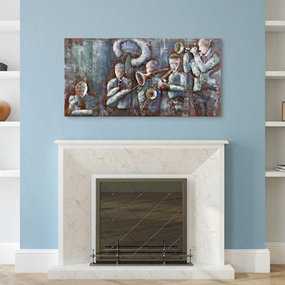 "Jazz Band" Primo Mixed Media Hand Painted Iron Wall Sculpture