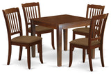 5Pc Dining Set, Square Table, Four Linen Seat Chairs, Linen White