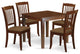 5Pc Dining Set, Square Table, Four Linen Seat Chairs, Linen White
