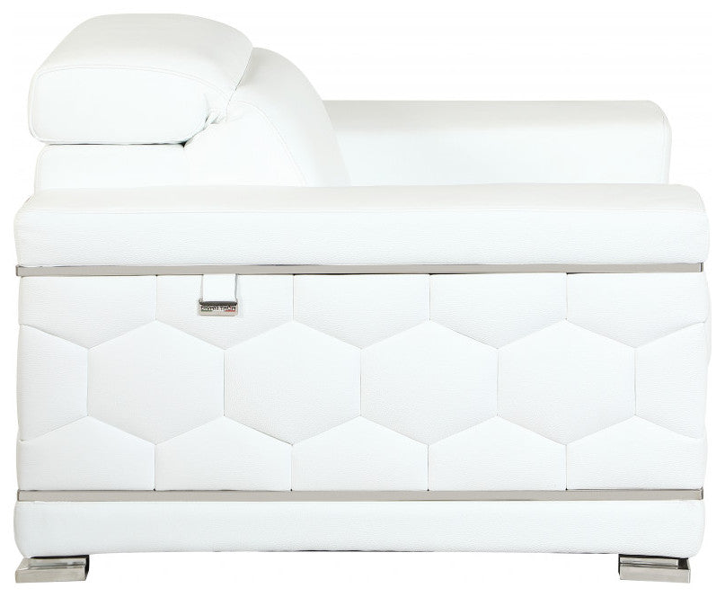 2-Piece Indoor White Italian Leather Five Person Seating Set