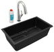 Quartz Classic 33" Single Bowl Undermount Sink Kit With Filtered Faucet, Black