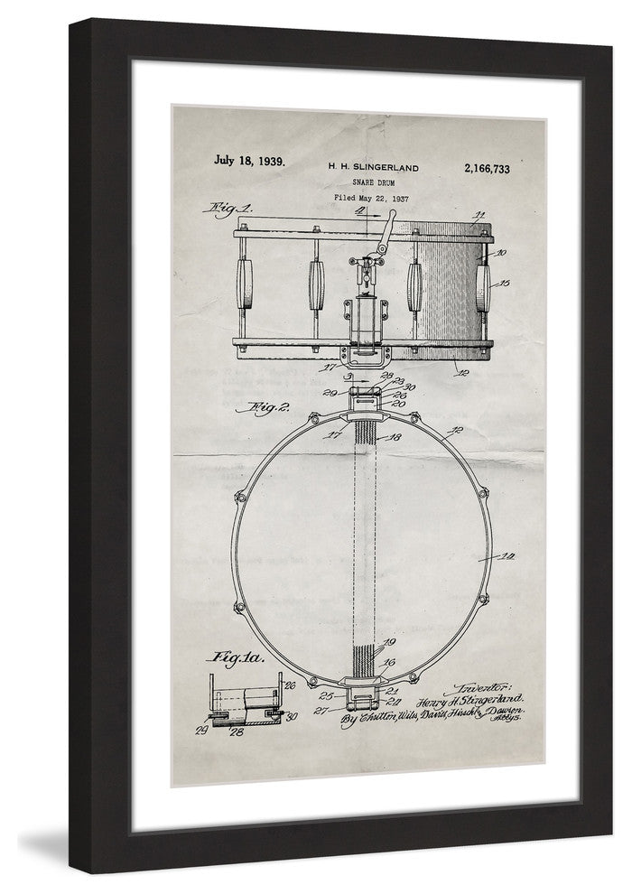 "Snare Drum 1939 Old Paper" Framed Painting Print