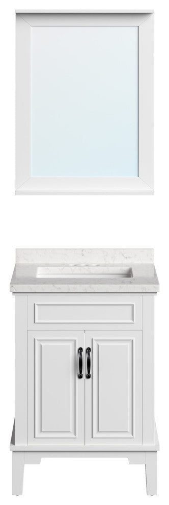 Lanesboro 24" Bathroom Vanity, Sink, Top, 2 Doors, Accent Mirror, White