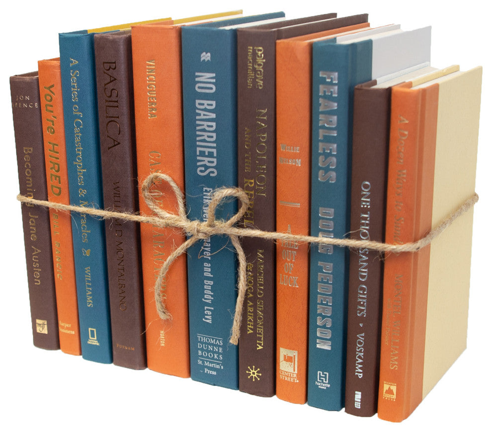 Decorative Books - Rustic Spruce Book Bundle - 1 foot of Orange and Blue Books