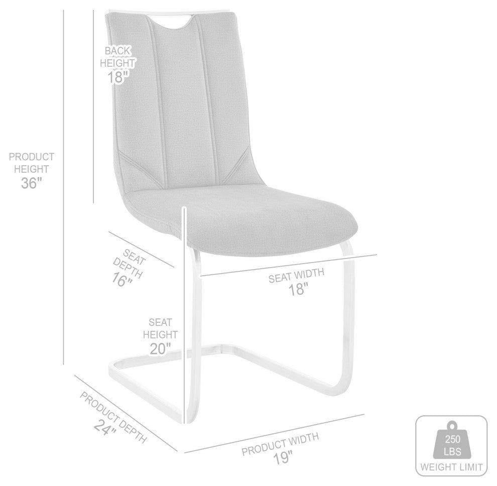 Pacific Gray Dining Room Accent Chair Set of 2, Gray Faux Leather and Black