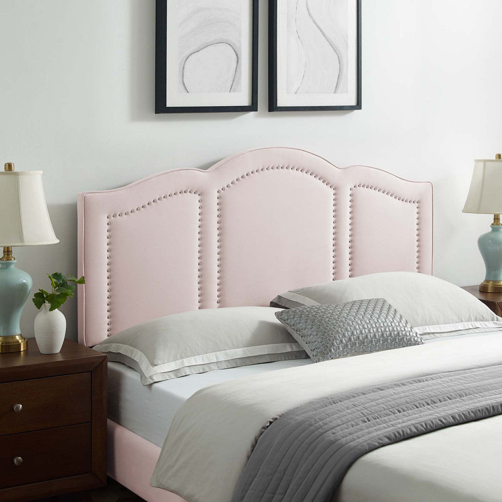 Headboard, King Size, Velvet, Pink, Modern Contemporary, Bedroom Master Suite