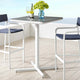 Bar Side Table, Square, Aluminum, Metal, White, Modern, Outdoor Patio Bistro