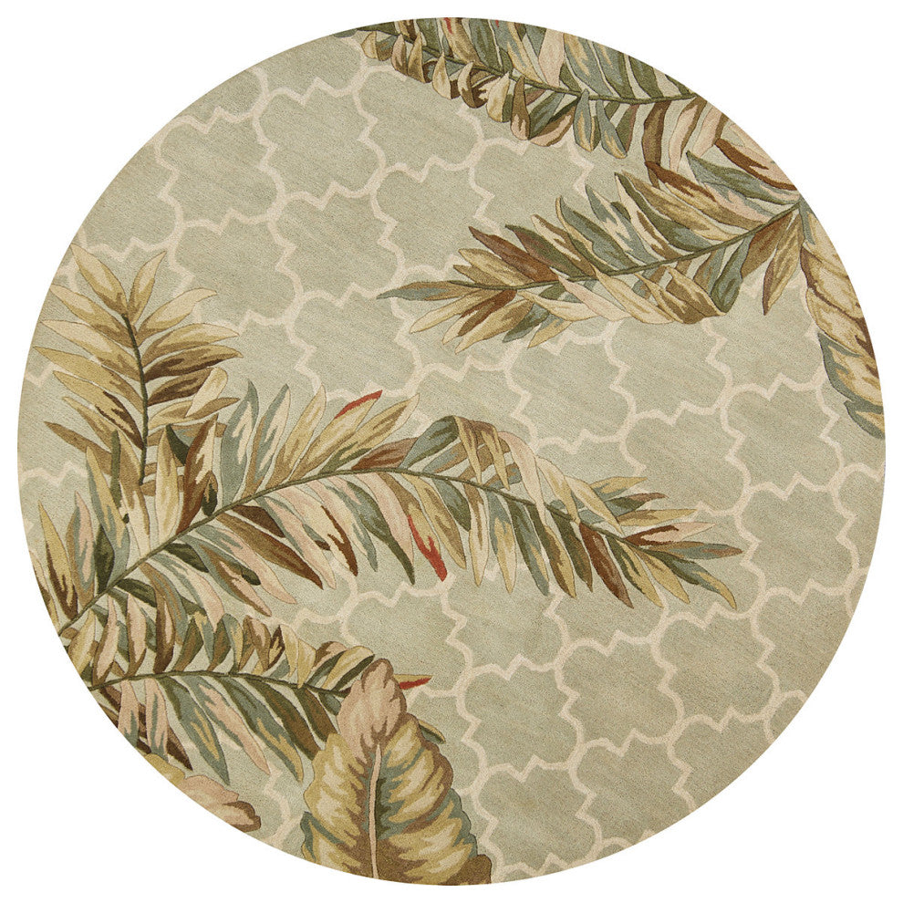 KAS Sparta 3153 Sage Tropical Mosaic Area Rug, 7'6" Round