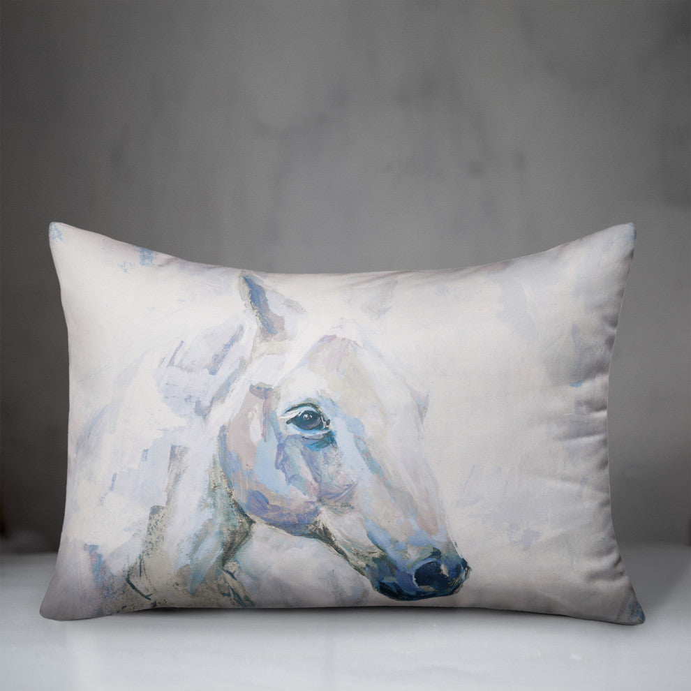 Painterly Blue Horse 14x20 Spun Poly Pillow