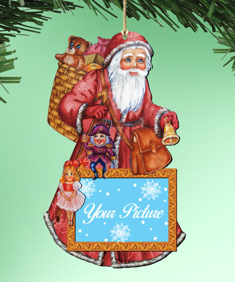 Santa Picture Ornament Set of 2
