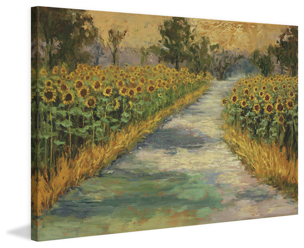 Marmont Hill, "Sunflower Views" by Julie Joy Painting on Wrapped Canvas, 18x12