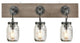 Farmhouse 3 Light Mason Jar Bathroom Vanity Lighting Wood & Glass