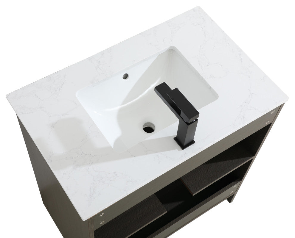 Home Living 30" Single Bathroom Vanity, Mocha Brown