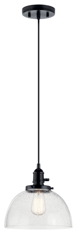 Avery 9.5" 1 Light Goblet Mini Pendant With Clear Seeded Glass, Black