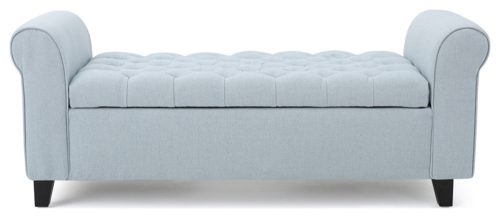 GDF Studio Keiko Contemporary Rolled Arm Fabric Storage Ottoman Bench