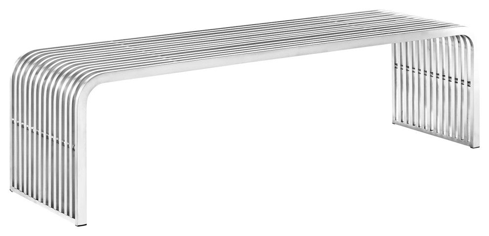 Modern Silver Pipe 60" Stainless Steel Bench