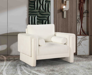 Madeline Chenille Fabric Upholstered Chair, Cream, Chair