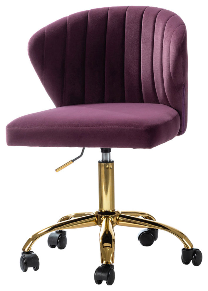 Swivel Task Chair With Tufted Back, Purple