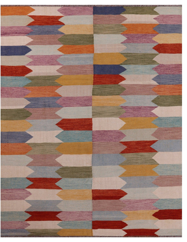 9' 4" X 11' 11" Wool On Wool Kilim Flat Weave Rug - Q12589