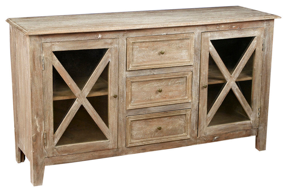 Two Door, Three Drawer Buffet, Weathered Finish