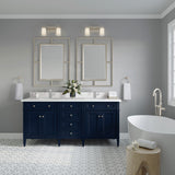 Brittany 72" Double Vanity, Victory Bleu, 1-Hole White Quartz, Backsplash