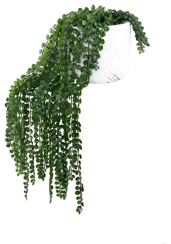 17.5" String Of Peas In 4.75" Marble Gold Finish Cement