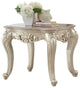 Benzara Traditional Style Marble Top End Table with Poly Resin Engravings,Gold