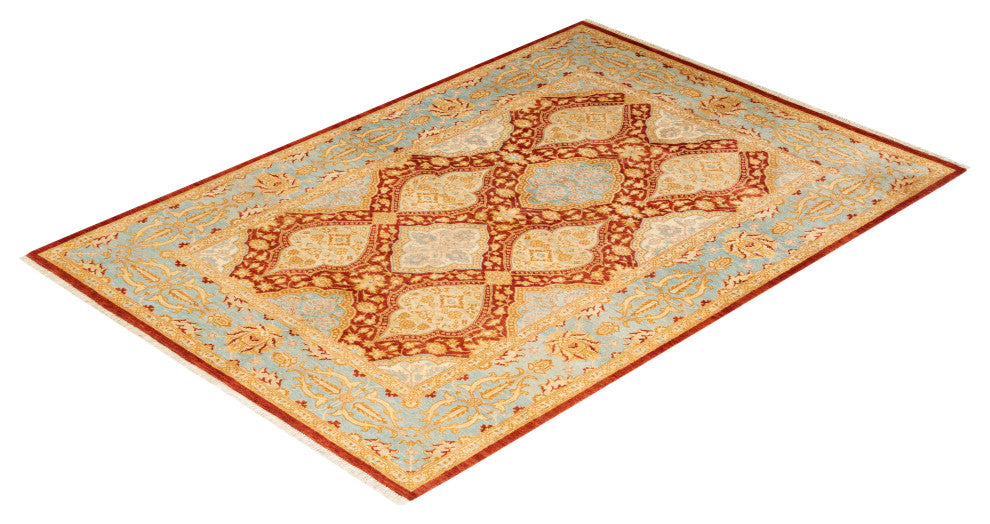 Caloocan One-of-a-Kind Hand-Knotted Area Rug Orange, 5'1"x7'4"